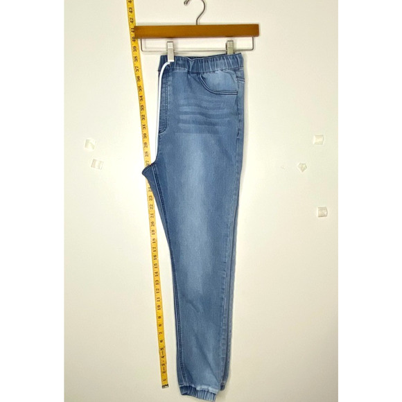 Forever 21 Mens Large Blue Stretch Joggers Comfort Athleisure Denim Look - Picture 11 of 14